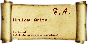 Hutiray Anita névjegykártya